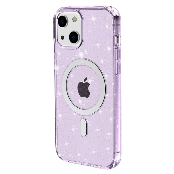 Obal na mobil pre iPhone 14, Dropproof MagSafe Glitter, fialové