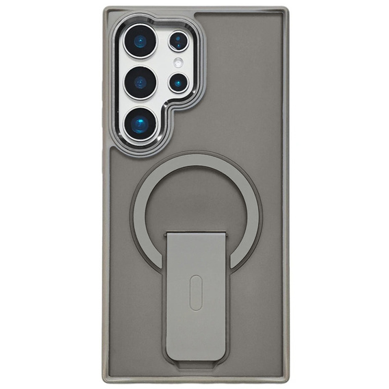 Puzdro pre Samsung Galaxy S25 Ultra, Kickstand Matt Case, pre MagSafe, sivé + sklo na displej