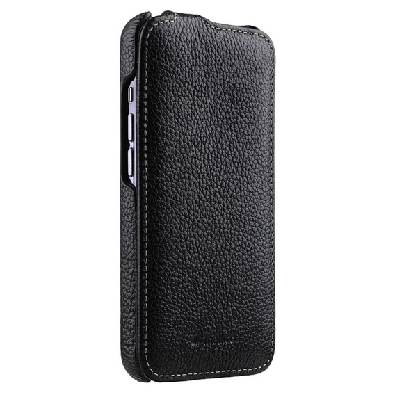 MELKCO flipové puzdro pre iPhone 15 Pro, kožené, flipové, čierne