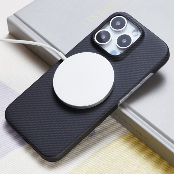 Puzdro pre iPhone 16 Pro, Aramid Fiber Cover, čierne