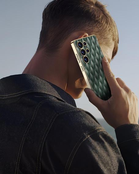 Puzdro pre Samsung Galaxy S25 Ultra, Leather Rhombus, zelený