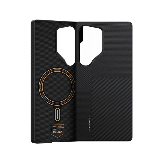 Puzdro BENKS Kevlar pre Samsung Galaxy S25 Ultra, pre MagSafe, Carbon Fiber, čierne