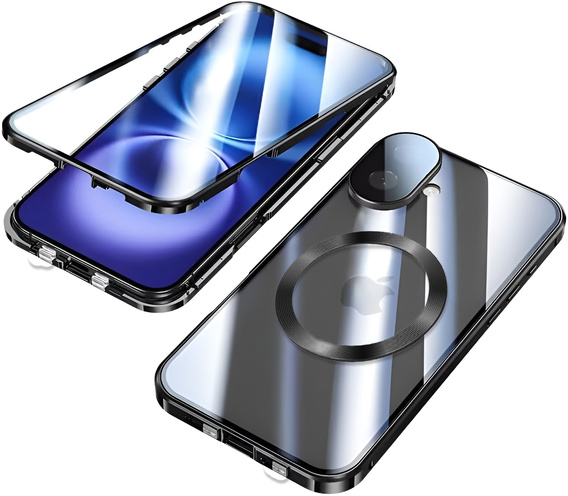 Magnetické puzdro Dual Glass MagSafe pre iPhone 16, čierne