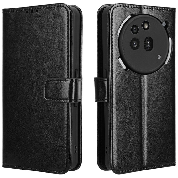 Klapkové puzdro pre Nothing Phone 3A Pro, Crazy Horse Wallet, čierne