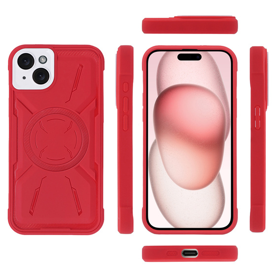 Puzdro pre iPhone 15, ERBORD Armor Mag, červené