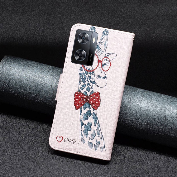 Klapkové puzdro pre OPPO A57 / A57s, Wallet, giraffe, ružové