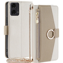 Flipové puzdro pre Motorola Moto G24 / G24 Power / G04, Wallet Zipper Pocket, so zrkadlom, biele