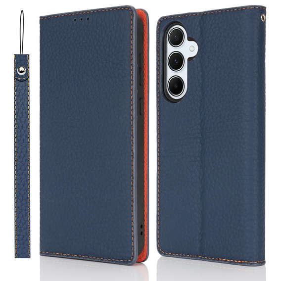 Klapkové puzdro pre Samsung Galaxy S25+ Plus, Litchi Skin Grain, tmavomodré