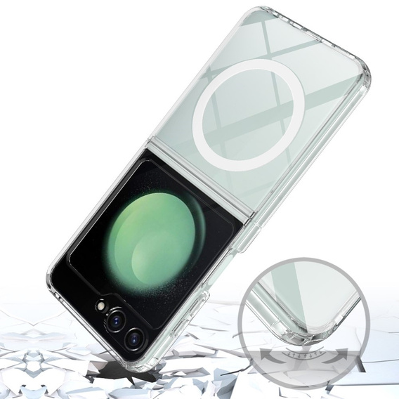 Puzdro pre Samsung Galaxy Z Flip7 FE / Z Flip6, Fusion Hybrid, pre MagSafe, priehľadné