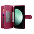 Klapkové puzdro pre Samsung Galaxy S24 FE, Wallet Zipper Pocket, červené