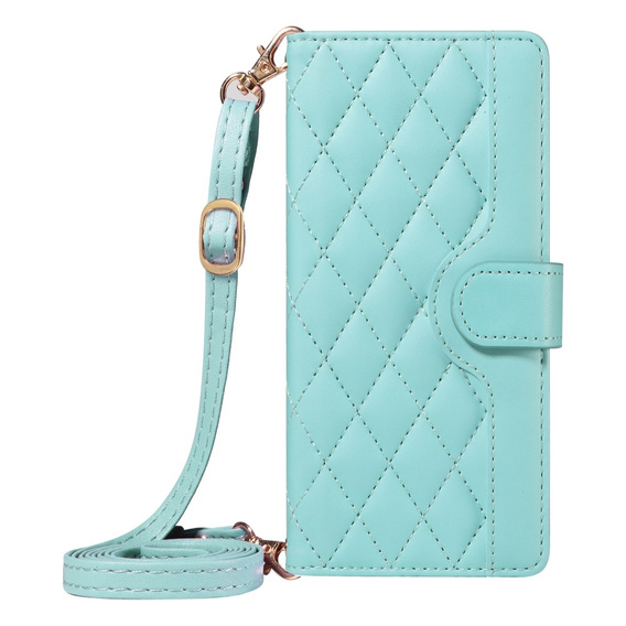 Puzdro s chlopňou pre Xiaomi Redmi Note 14 Pro 5G / Xiaomi Redmi Note 14 Pro+ 5G / Xiaomi Poco X7 5G, Rhombus Crossbody Leather, zelený