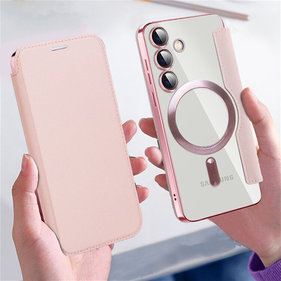 Klapkové puzdro pre Samsung Galaxy S24+ Plus, RFID Wallet MagSafe CamShield, ružové