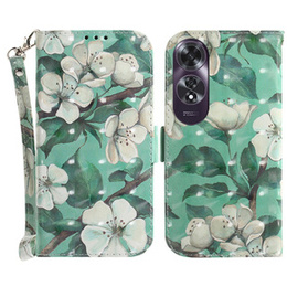 Klapkové puzdro pre Oppo A60, Wallet, Flowers biele