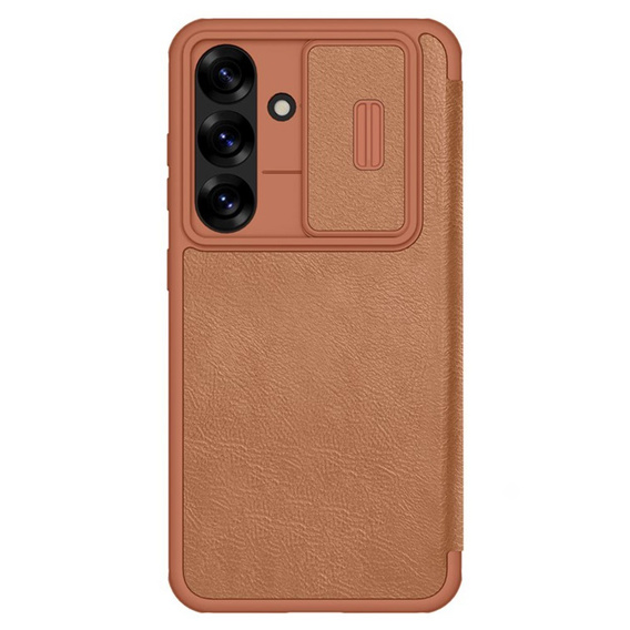 Flipové puzdro NILLKIN pre Samsung Galaxy A56, CamShield Qin Pro, kožené, hnedé