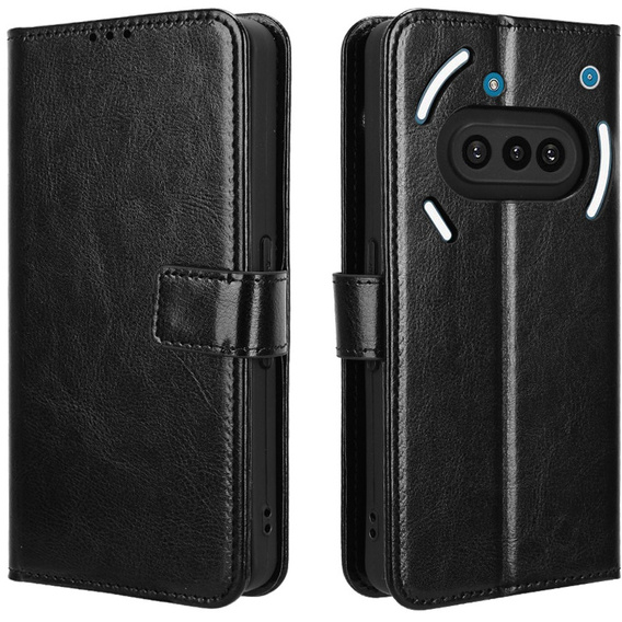 Klapkové puzdro pre Nothing Phone 3A, Crazy Horse Wallet, čierne