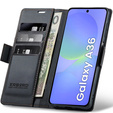 Puzdro pre Samsung Galaxy A36, ERBORD Glossy Litchi, flipová peňaženka, čierne