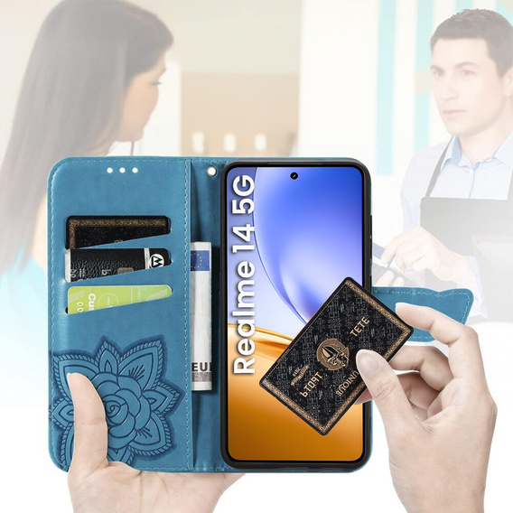 Klapkové puzdro pre Realme 14 5G / Realme 14T 5G, Butterfly, modré