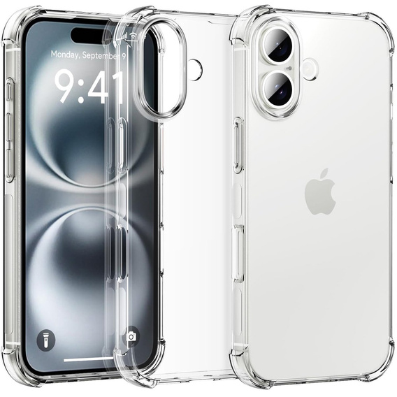 Puzdro pre iPhone 16, Erbord Dropproof, priehľadné + sklo