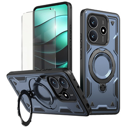 Puzdro pre Xiaomi Redmi Note 14 5G, Military MagSafe, modré + sklo 9H