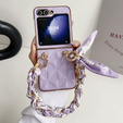 Puzdro pre Samsung Galaxy Z Flip7 FE / Z Flip6, Grid Leather, fialové