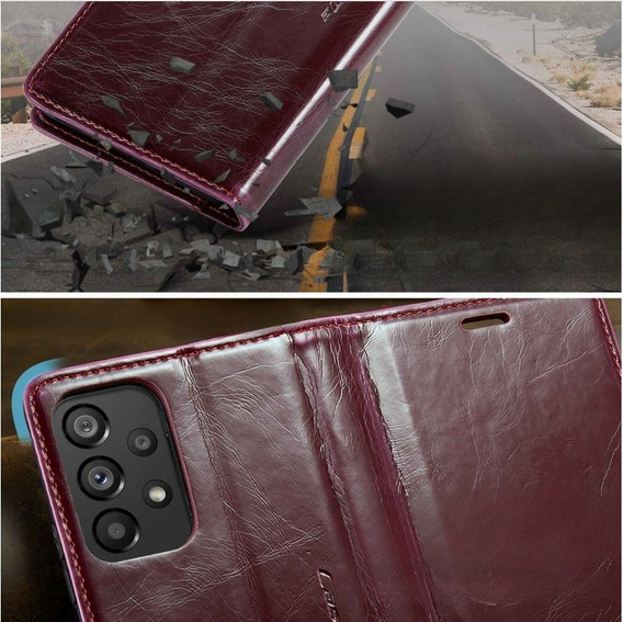 CASEME flipové puzdro pre Samsung Galaxy A53 5G, Waxy Textured, bordové