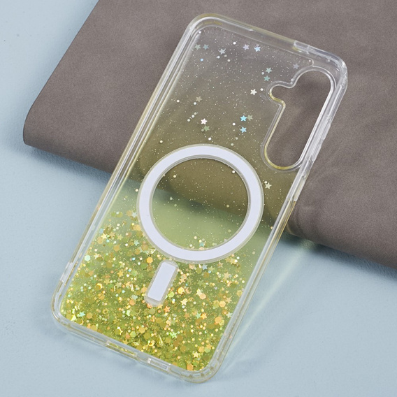 Puzdro pre Samsung Galaxy S24, Glittery, pre MagSafe, žlté