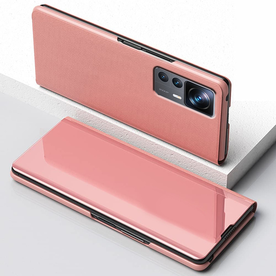 Obal na mobil pre Xiaomi 12T / 12T Pro, Clear View, ružové rose gold