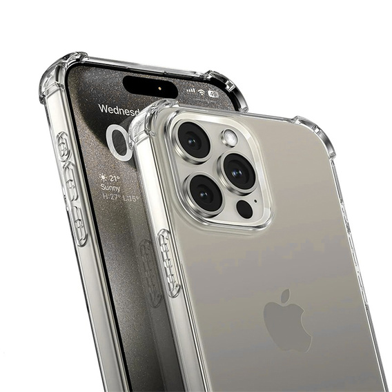 Puzdro pre iPhone 16 Pro, Erbord Dropproof, priehľadné + sklo