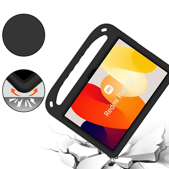 Detské puzdro pre Xiaomi Redmi Pad SE 11", detské puzdro s rukoväťou, čierne