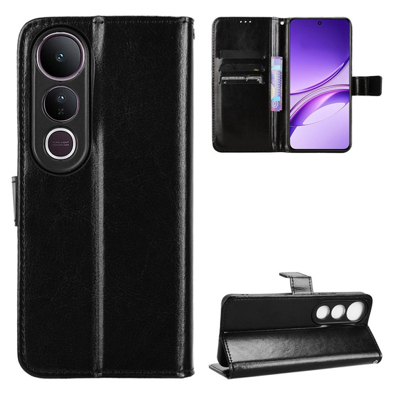 Klapkové puzdro pre Vivo V50 Lite 4G / 5G, Crazy Horse Wallet, čierne