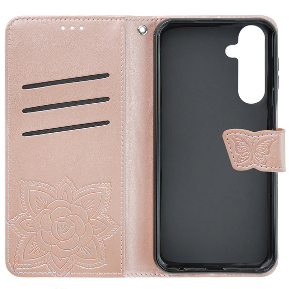 Klapkové puzdro pre Oppo A79 5G, Butterfly, ružové rose gold