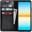 Klapkové puzdro pre Sony Xperia 10 IV, Split Leather Wallet, čierne
