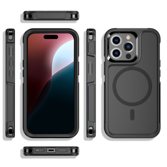 Obal na mobil pre iPhone 16 Pro, MagForce MagSafe, čierne