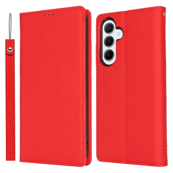 Klapkové puzdro pre Samsung Galaxy S25, Litchi Skin Grain, červené