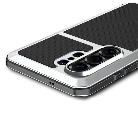 Puzdro s integrovaným sklom pre Samsung Galaxy S26 Ultra, strieborné