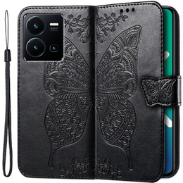 Klapkové puzdro pre Vivo Y35 4G, Butterfly, čierne