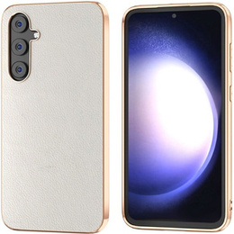 Obal na mobil pre Samsung Galaxy S23 FE, Cowhide Leather, sivé