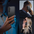 Obal na mobil pre Samsung Galaxy A15, Fusion, transparentné / čierne + 9H sklo 
