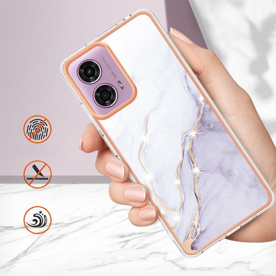 Ochranné puzdro pre Motorola Moto G24 / G24 Power / G04, Marble Slim Case, biele