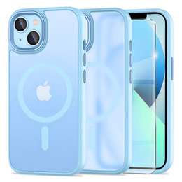 Puzdro pre iPhone 13, pre MagSafe, ERBORD Matt Case, modrý + sklo na displej