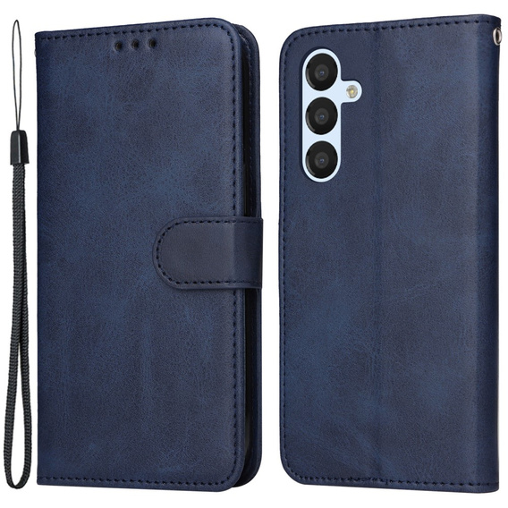 Klapkové puzdro pre Samsung Galaxy A34 5G, Leather Wallet, tmavomodré