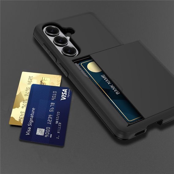 Puzdro s držiakom na karty pre Samsung Galaxy S26, čierne