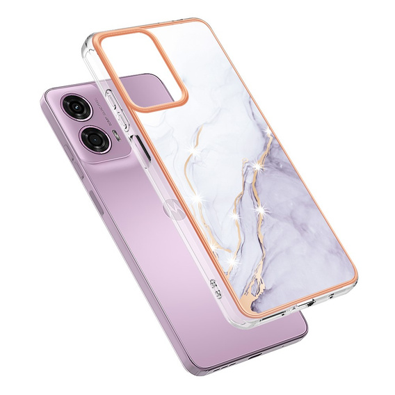 Ochranné puzdro pre Motorola Moto G24 / G24 Power / G04, Marble Slim Case, biele