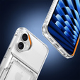 Puzdro pre iPhone 16 Plus, Card Holder Kickstand, transparentné 