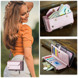 Puzdro CASEME pre Samsung Galaxy A56 5G, RFID Leather Wallet, s popruhom cez rameno, ružové
