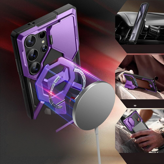 Puzdro Tongate MECH MagSafe Series fialové pre Samsung Galaxy S24 Ultra