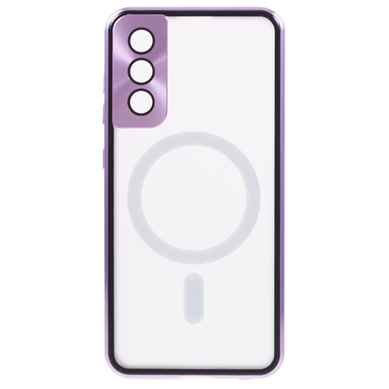 Magnetické puzdro Dual Glass MagSafe pre Samsung Galaxy S21, fialové