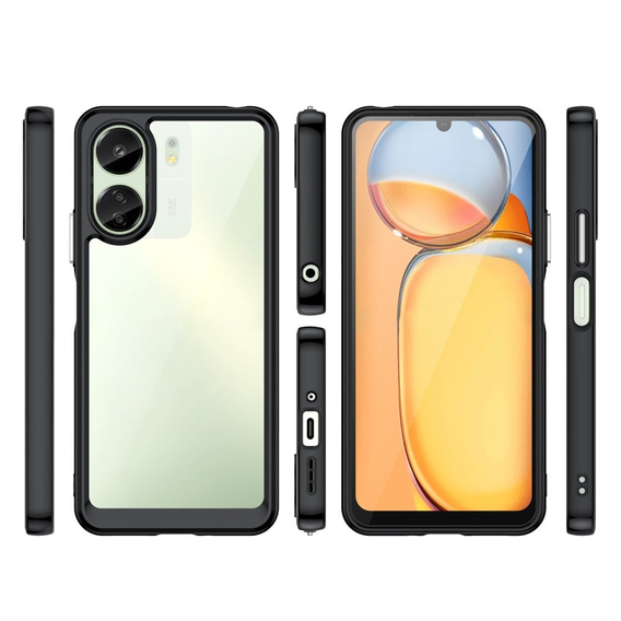 Obal na mobil pre Xiaomi Redmi 13C / Poco C65, Fusion Hybrid, transparentné / čierne