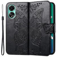 Klapkové puzdro pre Oppo A38 4G / Oppo A18 4G, Butterfly, čierne