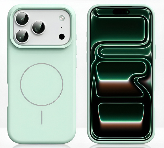 Silikónové puzdro pre iPhone 17 Pro, pre MagSafe, proti nárazom, zelené